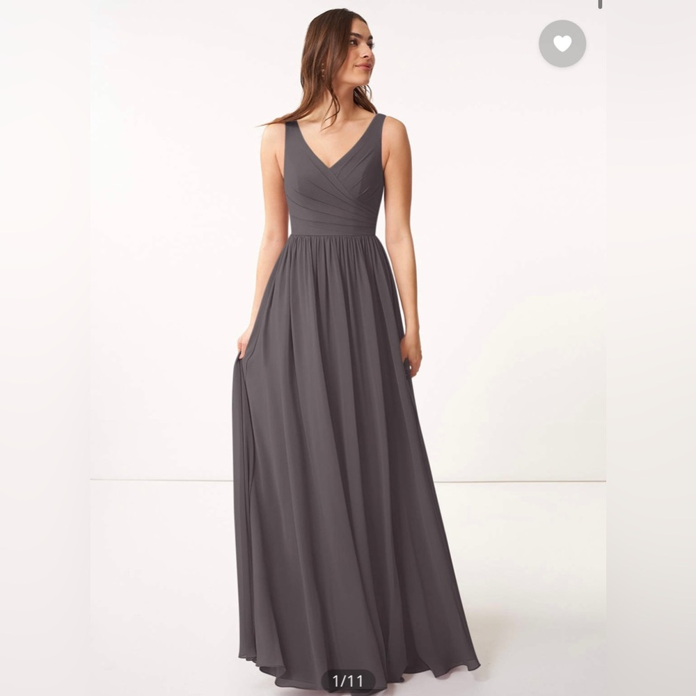 Azazie Keyla Bridesmaid Dress - Pewter - Like New, worn once!